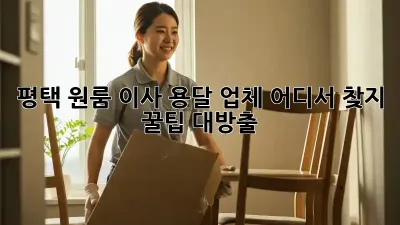 평택 원룸 이사, 용달 업체 어디서 찾지? 꿀팁 대방출!